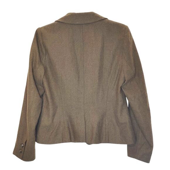Ambition Blazer Jacket Wool Blend Pockets Single Button Brown Womens Medium - Picture 2 of 6